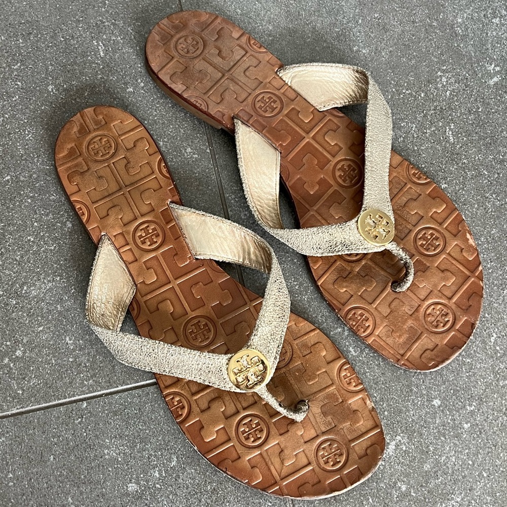 Tory Burch Gold flip flops